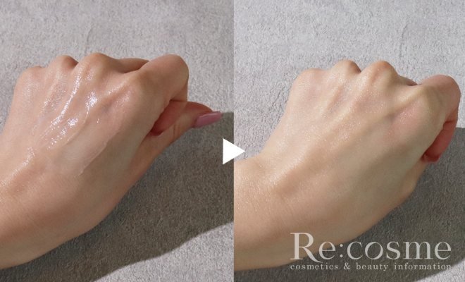 エクイタンスモイストスペシャルインクリームを手の甲になじませた状態